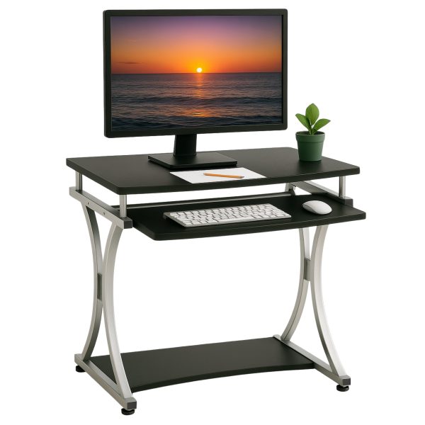 Scrivania per PC Compatta con Cassetto Estraibile, Nero Grafite