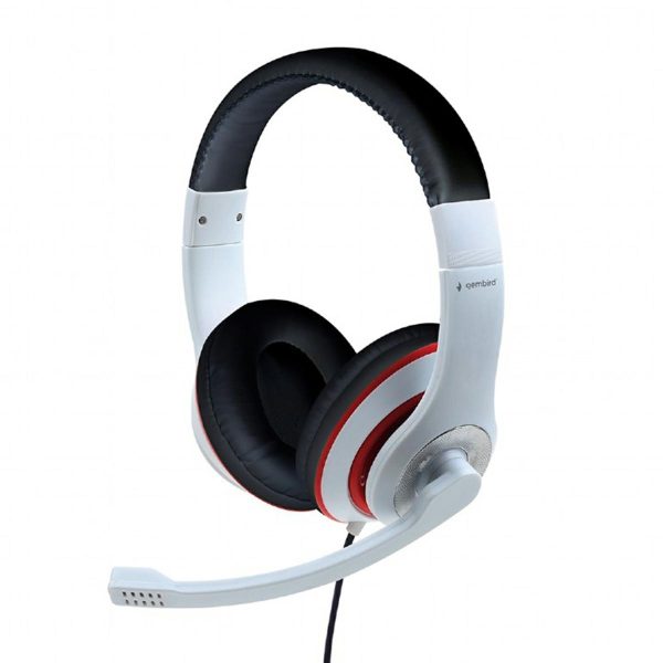 TECHMADE GEMBIRD CUFFIESTEREO BLACK AND WHITE CON RING ROSSO
