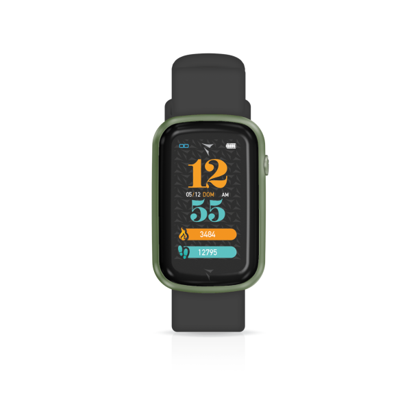 TECHMADE SMARTWATCH CASEGREEN SILICON BELT BLACK